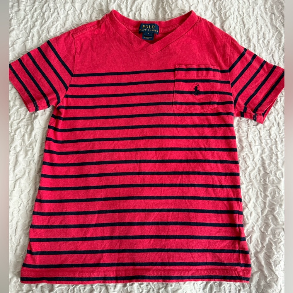 Polo by Ralph Lauren Kids Tee in Red and Navy Stripes